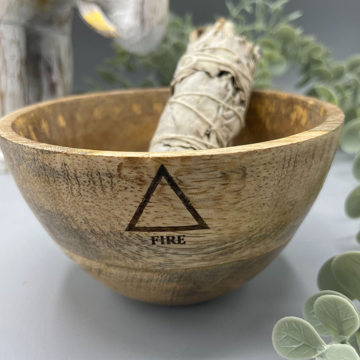 Wooden Smudge and Ritual Offerings Bowl Four Elements