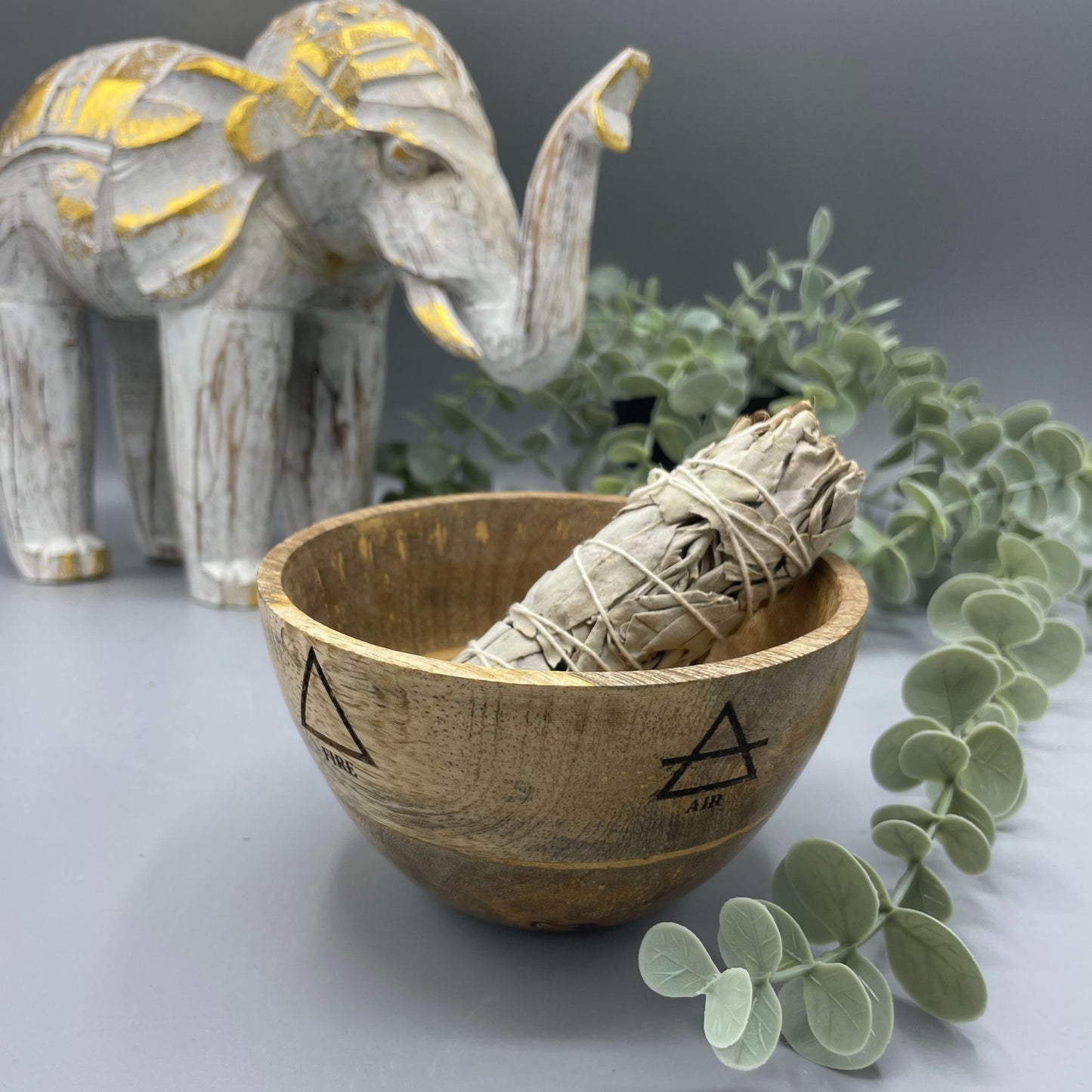 Wooden Smudge and Ritual Offerings Bowl Four Elements